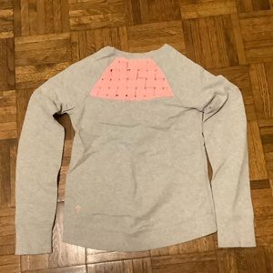 Cotton sweatshirt with pink woven back panel